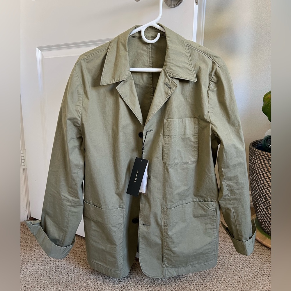 Massimo Dutti green cotton field jacket